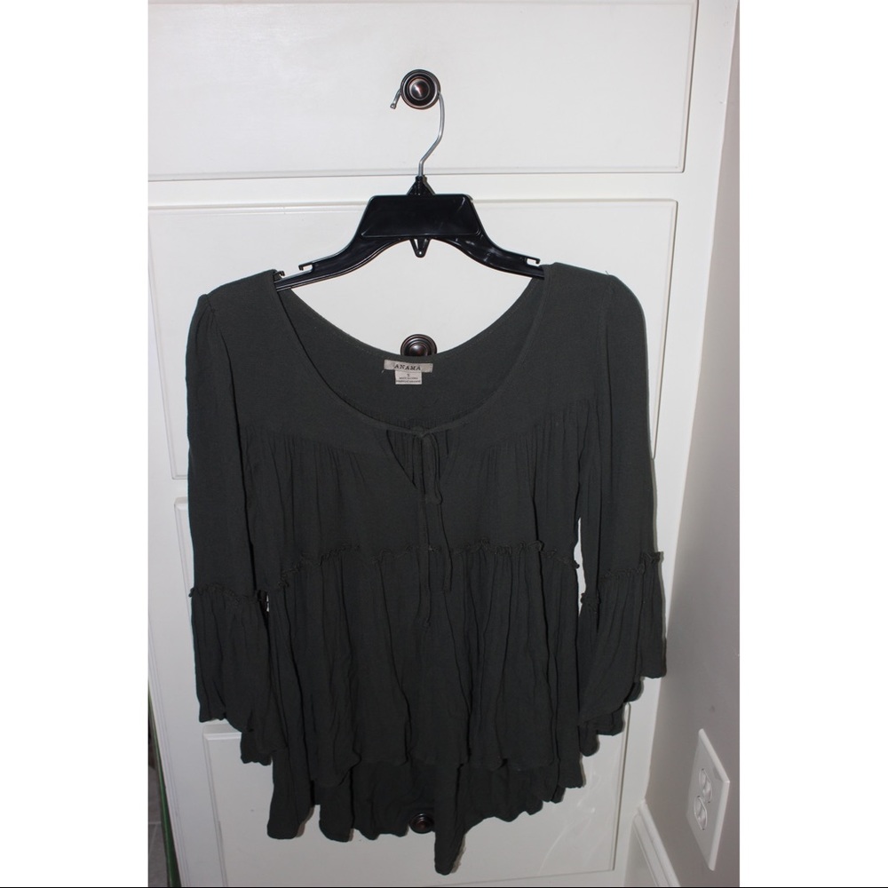 3/4 Sleeve Dark Olive Top